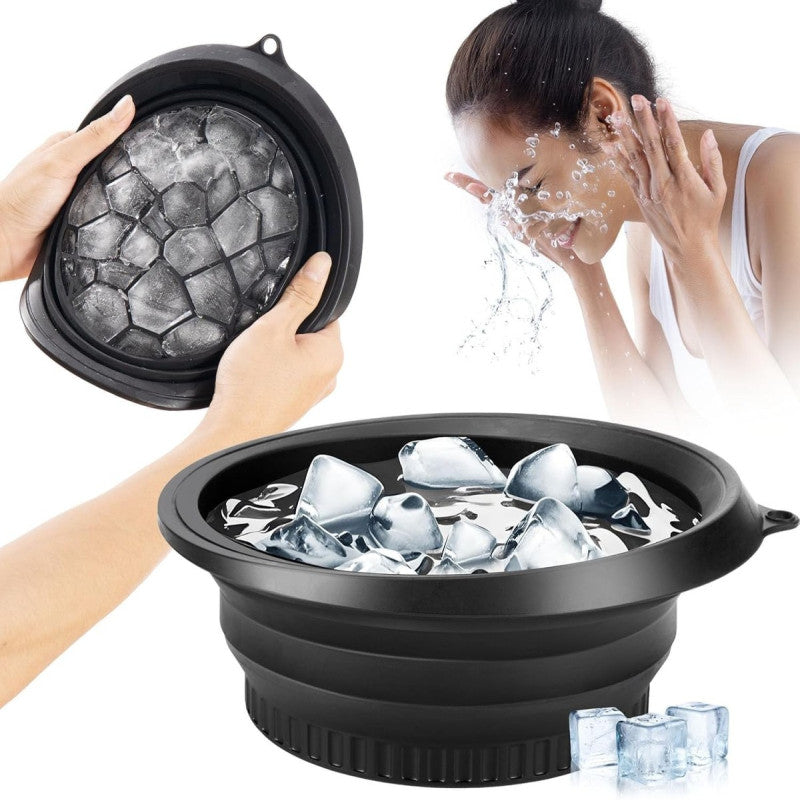 Face Ice Bowl with Built in Ice Tray Collapsible Silicone Beauty Bowl