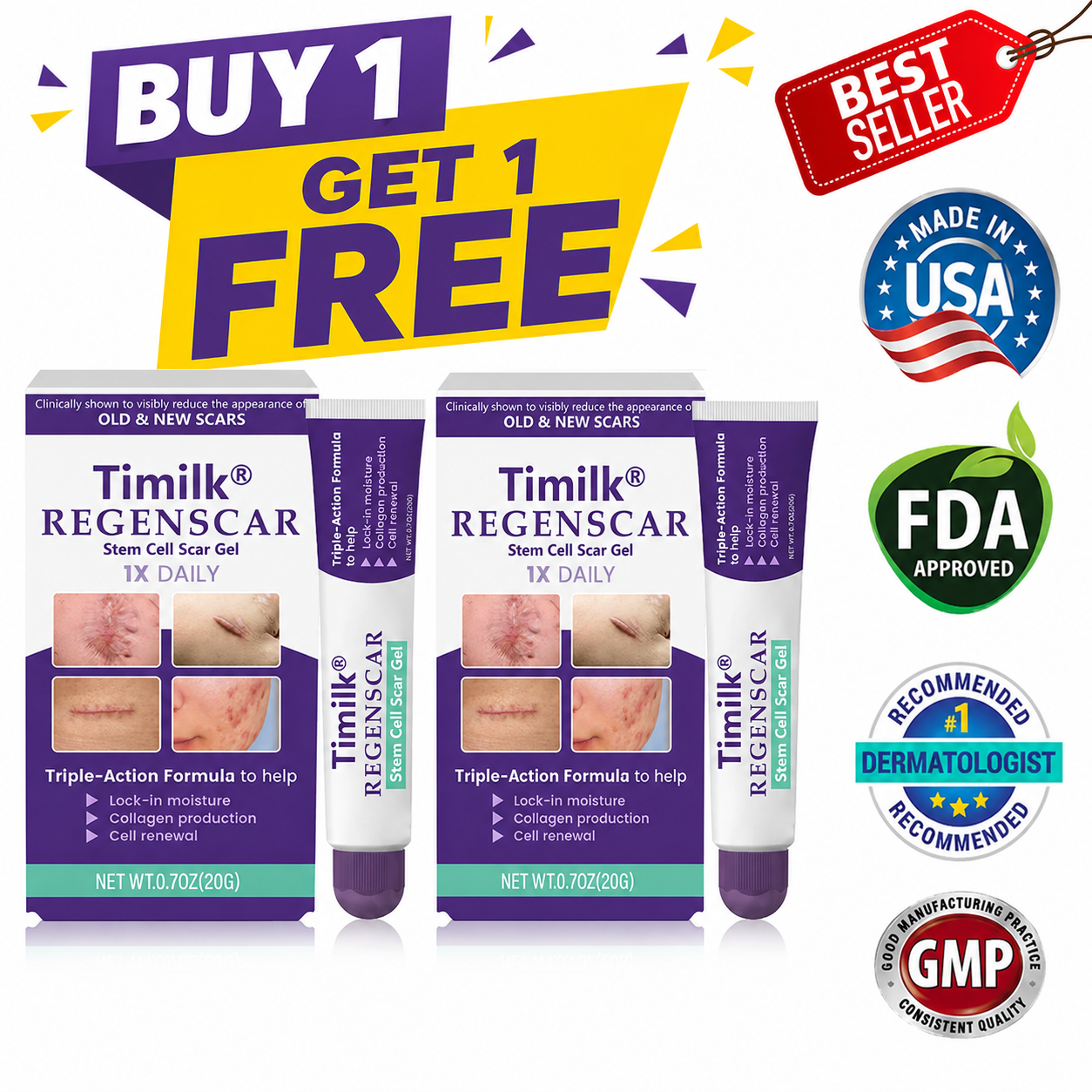 ReGenScar Stem Cell Repair Gel (Visible Scar Improvement in 7 Days) (Buy 1 Get 1 Free)