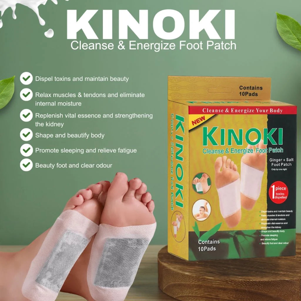 Kinoki Detox Foot Pads – Natural Foot Pain Relief Patches (10 Pack)