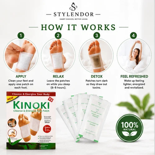 Kinoki Detox Foot Pads – Natural Foot Pain Relief Patches (10 Pack)